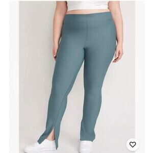Old Navy Power Soft Ribbed Knit High Waist Split Flare Hem Leggings Blue/Gray 3X